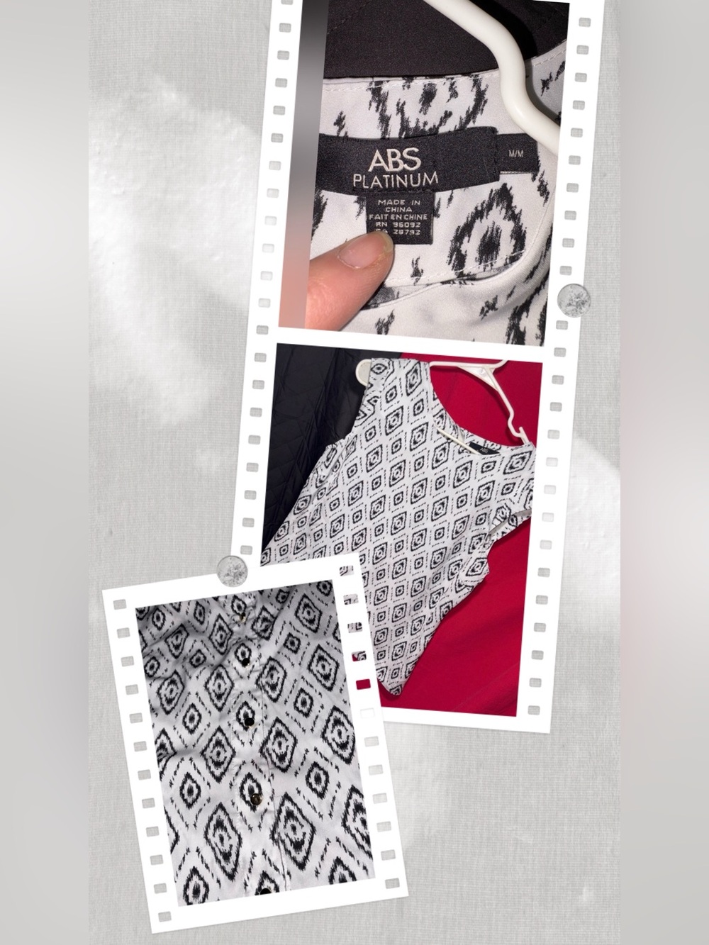Abs Platinum White and Black Asymmetrical Blouse #1083